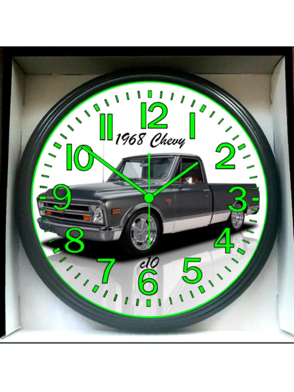 1968 Chevy C10 Truck Bagged Glow In The Dark Wall Clock New!